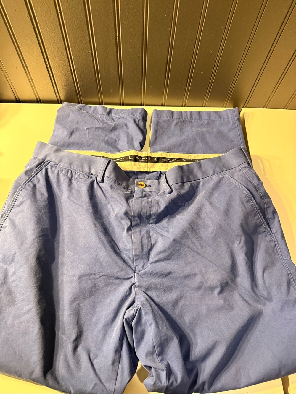Tailor Byrd Collection Pants Blue Flat Front Casual Chino Golf Size 38X30